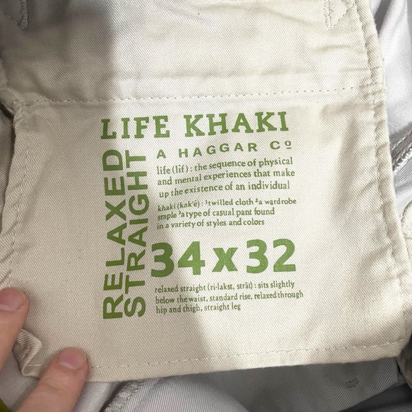 Haggar Men’s Life Khaki Comfort Straight Leg Pants in Light Tan Size 34 - Picture 9 of 14